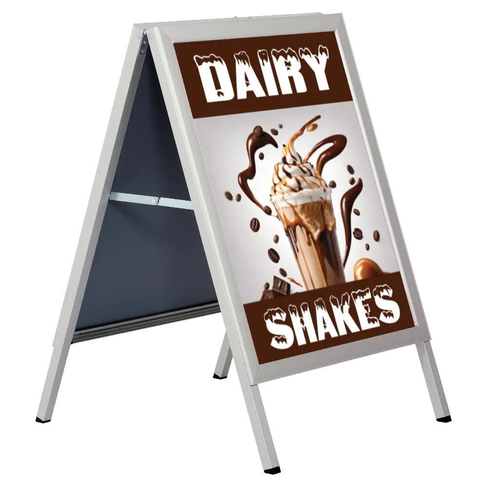 A-Frame Sidewalk Sign, 22x28, Slide-in frame Silver