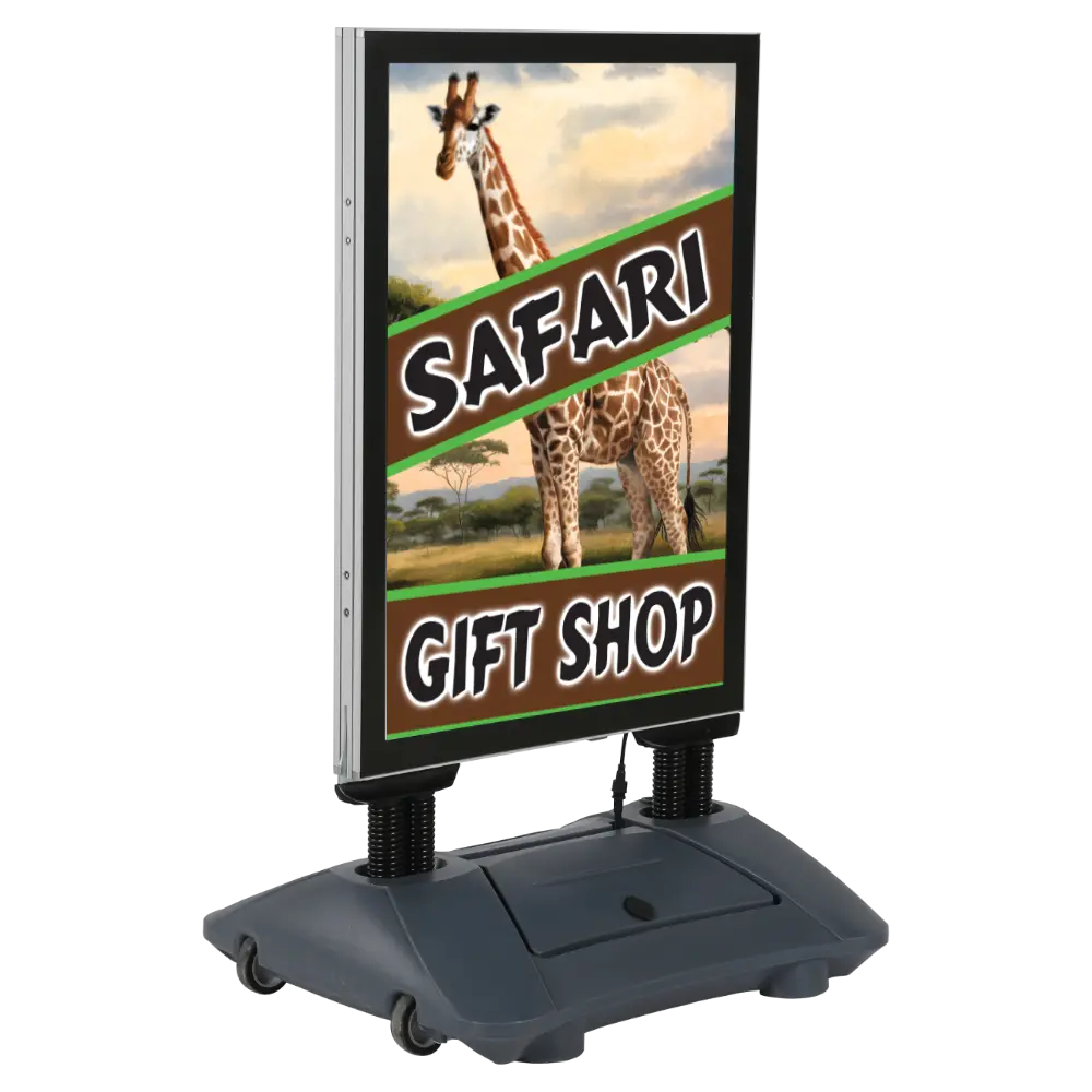 WindPro Illuminated Sidewalk Sign, 23x33, Frame Black, LED with plug