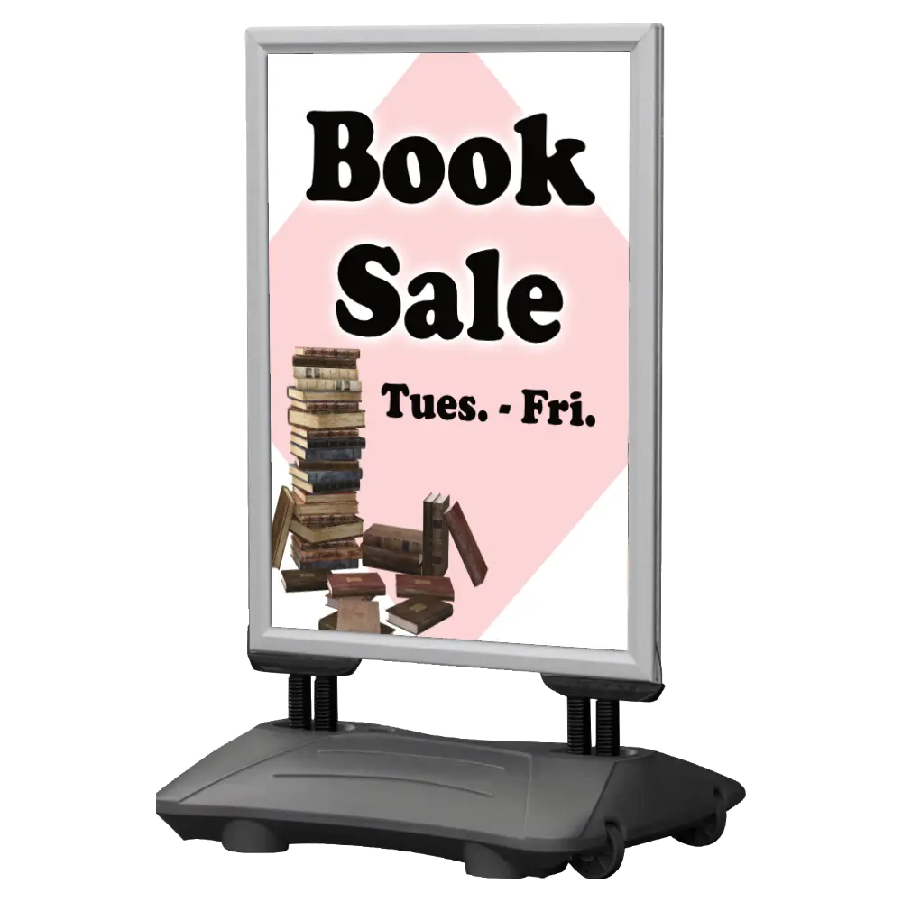 WindPro Sidewalk Sign, 24x36, Snap frame Silver, Water Base Grey