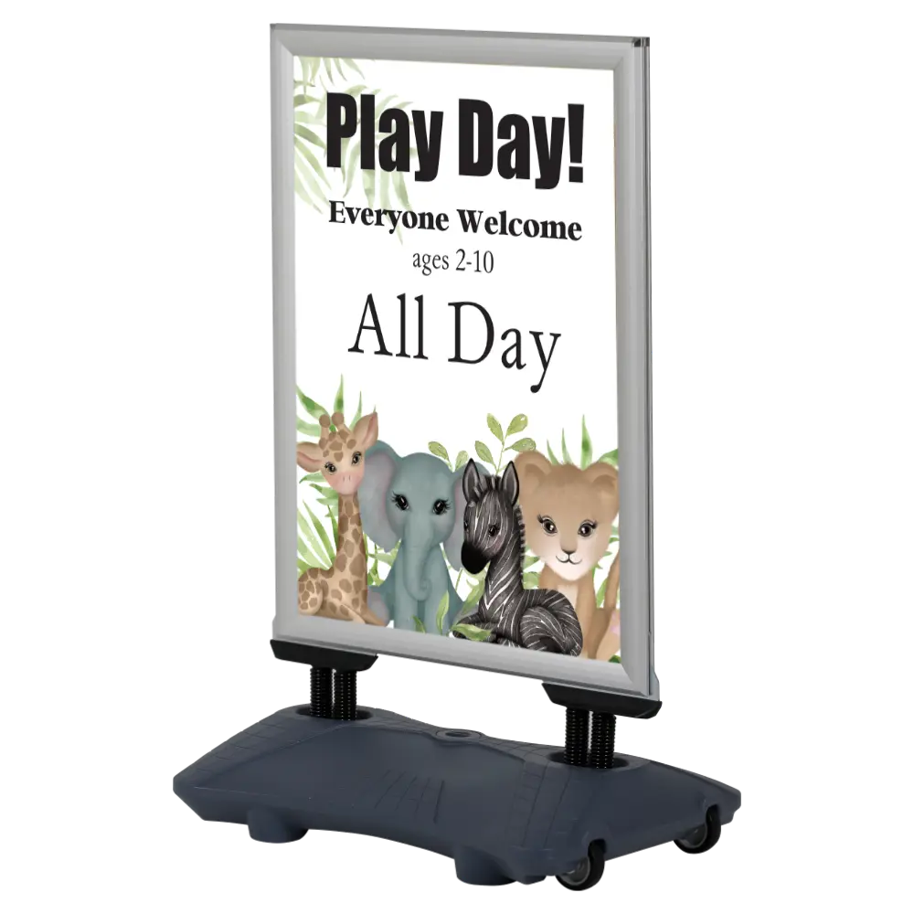 WindPro Plus Sidewalk Sign, 24x36, Snap frame Silver, Newtech Waterbase Grey