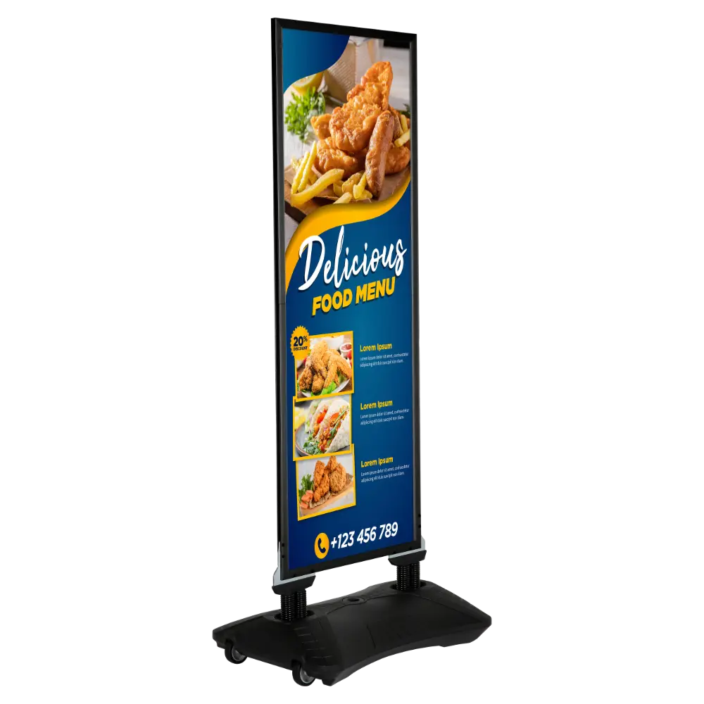 WindPro Slim Sidewalk Sign, 22x60, Slide-in frame Black, Base Black