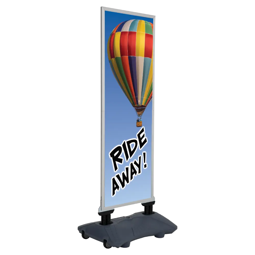 WindPro Slim Sidewalk Sign, 22x60, Slide-in frame Silver, Base Grey
