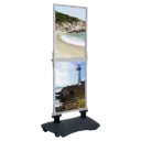 WindPro Slim Sidewalk Sign, 22x28 (2-Tier), Slide-in frame Silver, Base Grey