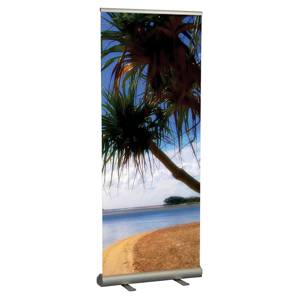 Smart Roll Banner, 35.43 wide, Aluminum silver, Variable height up to 90"