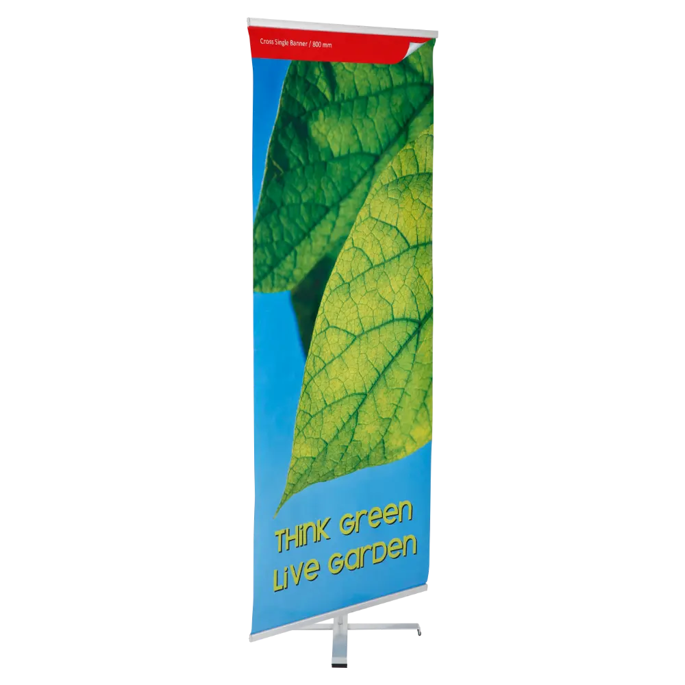 Cross Banner, 31.5 wide x 78.74 high, Aluminum silver