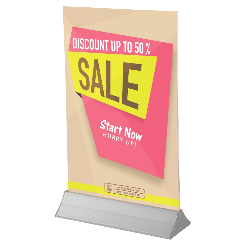 Easy swap poster holder, 23.62 wide, Aluminum silver, Single or double sided poster, variable height