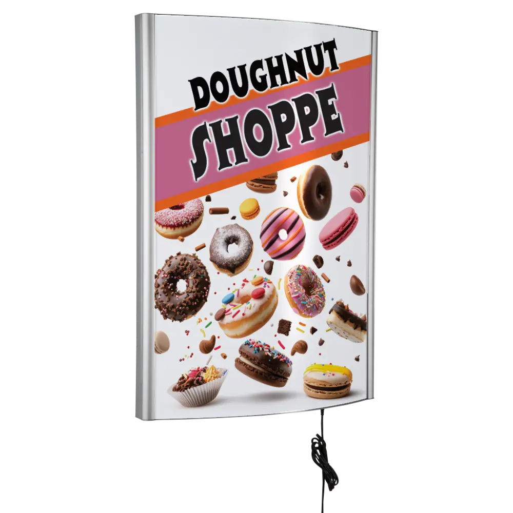 Convex LED box, 22x28, Snap frame Silver, Single-sided, Wall mount