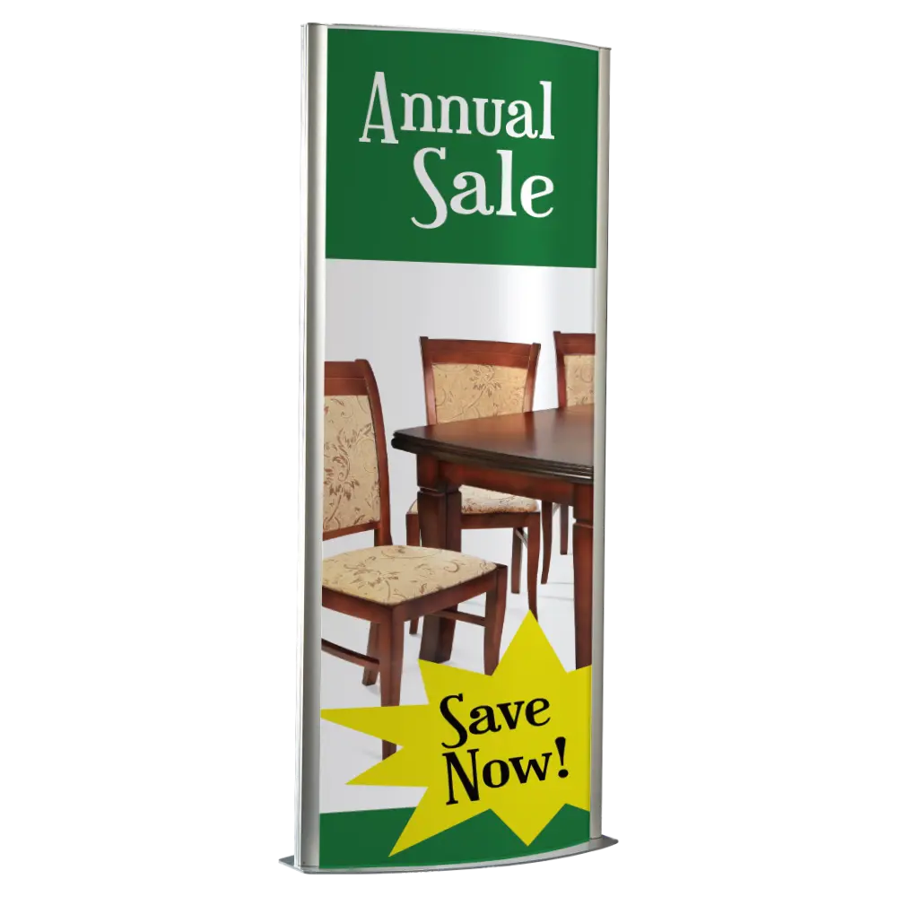 Totem LED box, 27x77, Snap frame Silver, Double-sided, Floor mount