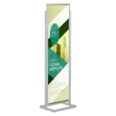 Double-sided Portable Eco Infoboard, 22x69, Slide-in frame Silver, Metal tubing base