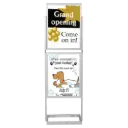 Double-sided Portable Eco Infoboard, 22x28 (2-Tier), Slide-in frame Silver, Metal tubing base