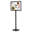 Double-sided sign holder stand, 18x24, Slide-in frame Black, Round base
