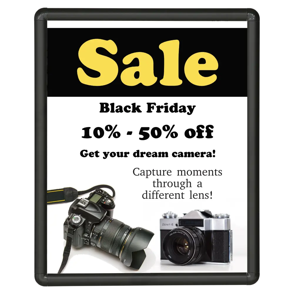 Rounded Poster frame, 22x28, 1" Round snap frame Black