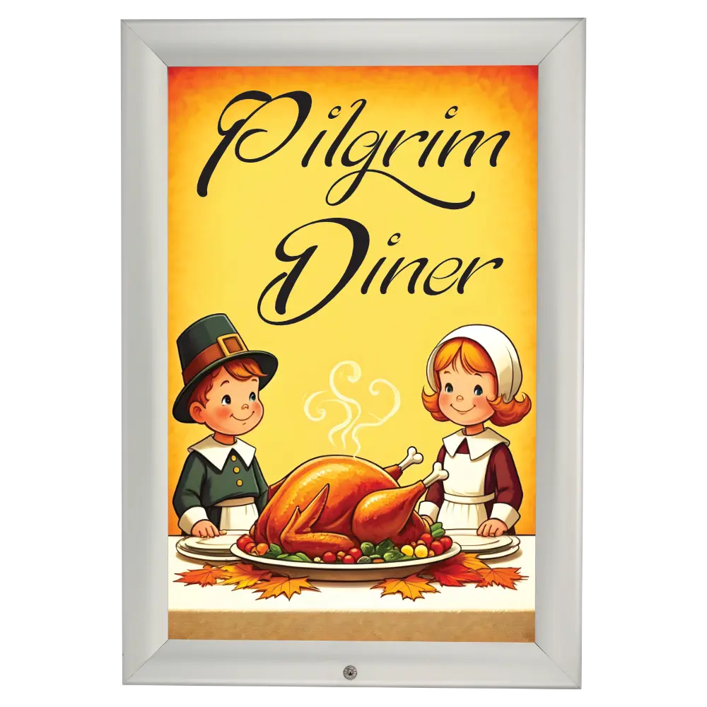 Lockable Weatherproof Poster frame, 8.5x11, 1.38" Mitered snap frame Silver