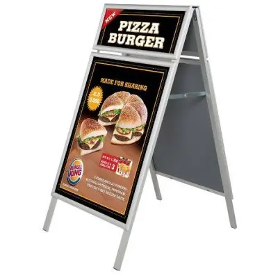 [UAB2550N22X5000] A-Frame Sidewalk Sign, 22x28, Snap frame Silver, With header