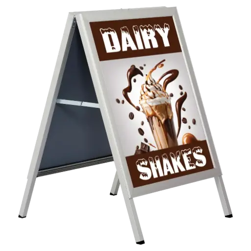 [UABS0N0024X2000] A-Frame Sidewalk Sign, 24x36, Slide-in frame Silver