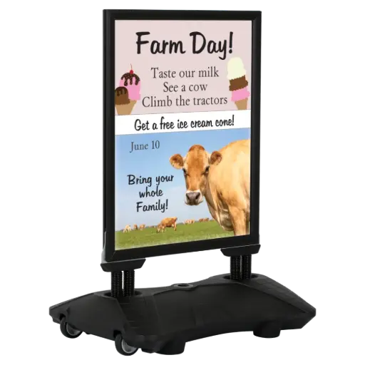 [USWPL10B84x2000] WindPro Lite Sidewalk Sign, 28x44, Snap frame Black, Newtech Waterbase Black