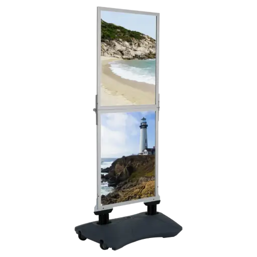 [USWPS0N222X9002] WindPro Slim Sidewalk Sign, 22x28 (2-Tier), Slide-in frame Silver, Base Grey