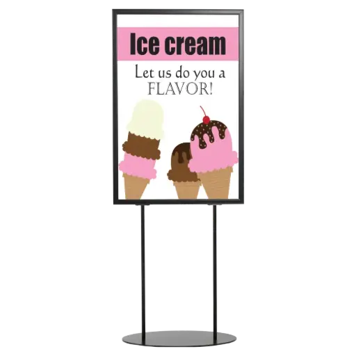 [UIBS10B024X2000] Double-sided Infoboard, 24x36, Slide-in frame Black, Metal oval base