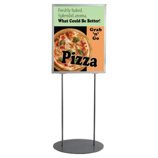[UIBS10N024X2000] Double-sided Infoboard, 24x36, Slide-in frame Silver, Metal oval base