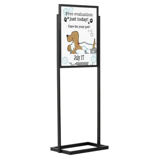 [UIBS20B118X2000] Double-sided Portable Eco Infoboard, 18x24, Slide-in frame Black, Metal tubing base
