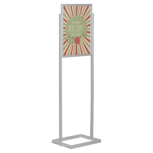 [UIBS20N122X2000] Double-sided Portable Eco Infoboard, 22x28, Slide-in frame Silver, Metal tubing base