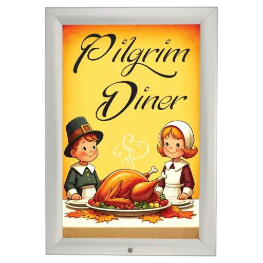 [UCV355N024X7000] Lockable Weatherproof Poster frame, 24x36, 1.38" Mitered snap frame Silver